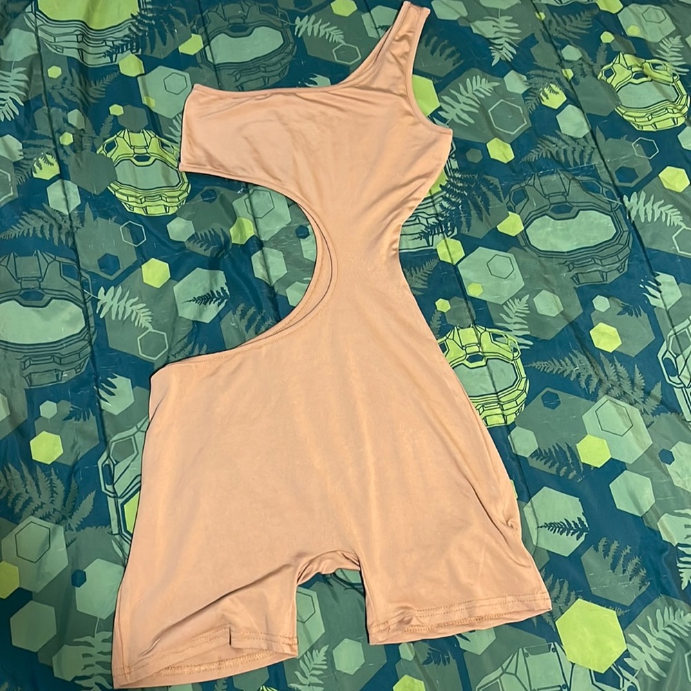 Tan romper one sleeve